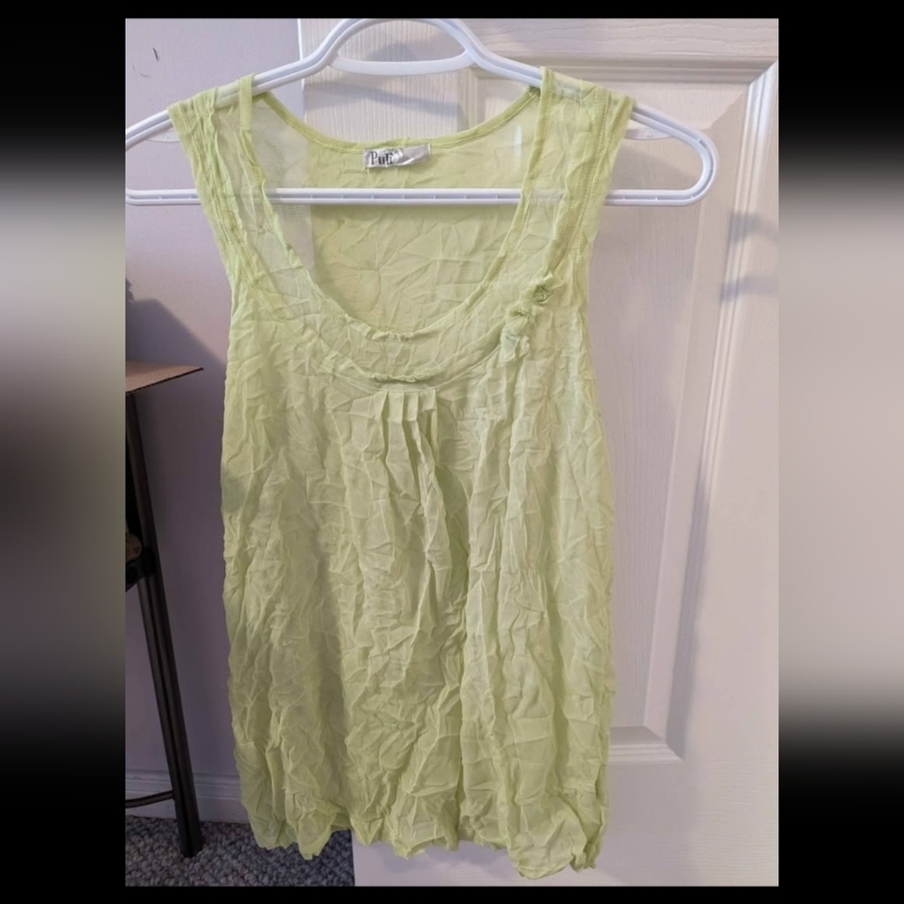Women's Mint Green Crushed Sleeveless Top